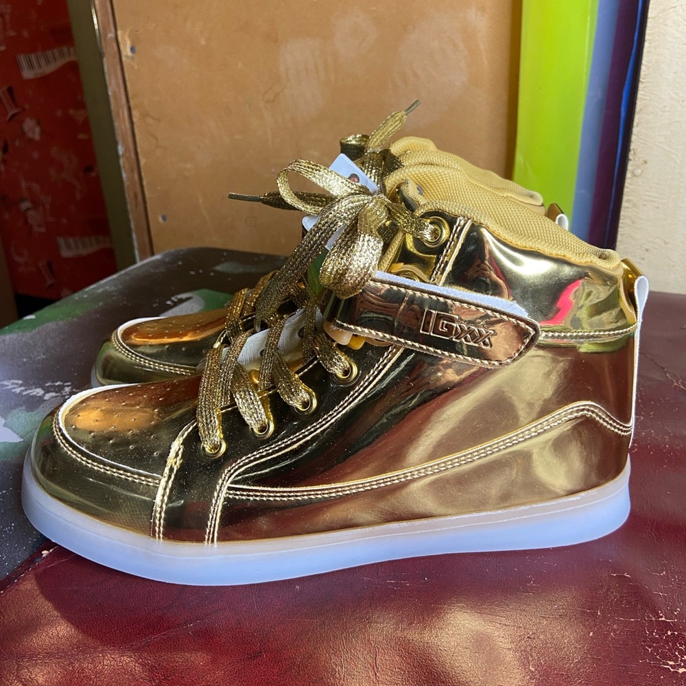 Gold IGxx LED Light Up Hightop Sneakers Shoes Size 41, 9.5